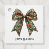 Poinsettia Bow Kerstvakantie Bedankjes Labels (Voorkant)