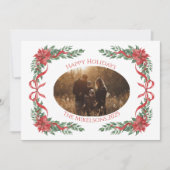 Poinsettia Bow Photo Christmas Feestdagenkaart (Voorkant)