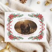 Poinsettia Bow Photo Christmas Feestdagenkaart