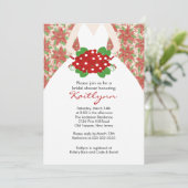 Poinsettia Bride Winter Bridal Shower Invitation Kaart (Staand voorkant)