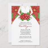 Poinsettia Bride Winter Bridal Shower Invitation Kaart (Voorkant)