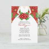 Poinsettia Bride Winter Bridal Shower Invitation Kaart (Staand voorkant)