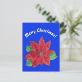 Poinsettia - Briefkaart met prettige kerst - blauw (Staand voorkant)