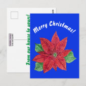 Poinsettia - Briefkaart met prettige kerst - blauw (Voorkant / Achterkant)