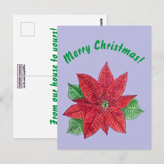 Poinsettia - Briefkaart met prettige kerst - laven (Voorkant / Achterkant)