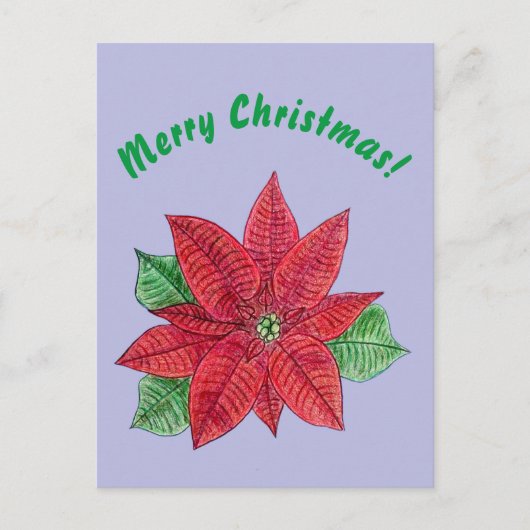 Poinsettia - Briefkaart met prettige kerst - laven (Voorkant)