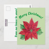 Poinsettia - Briefkaart met prettige kerst - Mint (Voorkant / Achterkant)