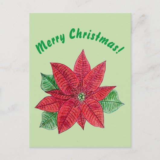 Poinsettia - Briefkaart met prettige kerst - Mint (Voorkant)