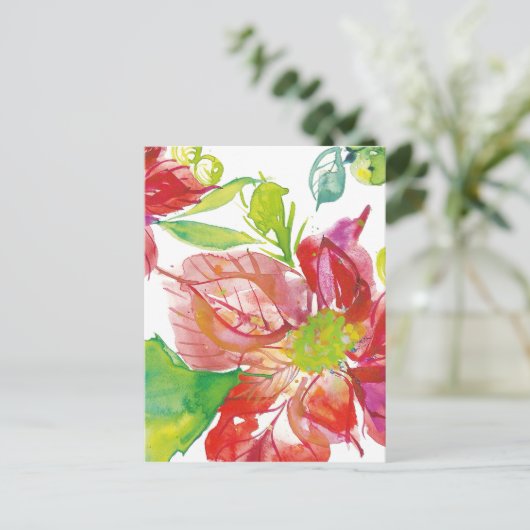  Poinsettia | Bright Neon Briefkaart (Staand voorkant)