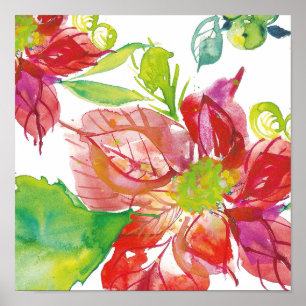 Poinsettia Bright Neon Poster