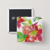 Poinsettia | Bright Neon Vierkante Button 5,1 Cm (Voorkant /achterkant)