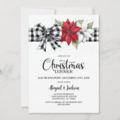 Poinsettia Buffalo geruite kerstdinermenu Kaart (Voorkant)