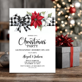 Poinsettia Buffalo Plaid Kerstfeest Kaart