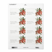 Poinsettia Bunch Merry Kerstpine Adres Etiket (Full Sheet)