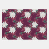 Poinsettia Burgundy en Blauwgroen Winter Holiday F Inpakpapier Vel (Voorkant 3)