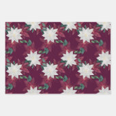 Poinsettia Burgundy en Blauwgroen Winter Holiday F Inpakpapier Vel (Voorkant 2)