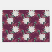 Poinsettia Burgundy en Blauwgroen Winter Holiday F Inpakpapier Vel (Voorkant)