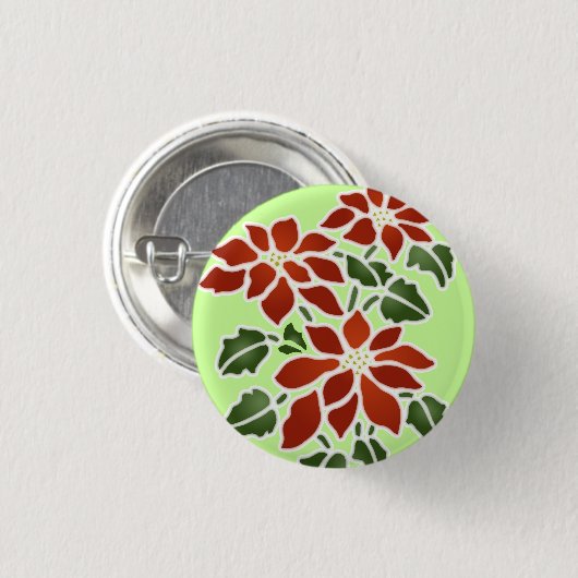 Poinsettia Button (Voorkant /achterkant)