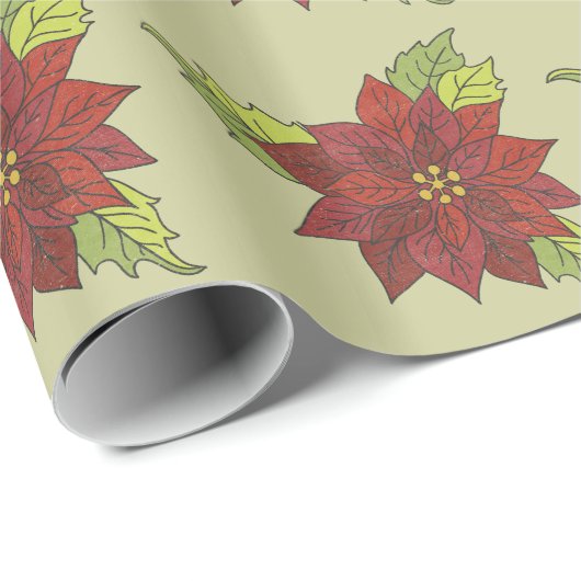 Poinsettia Cadeaupapier (Rol Hoek)