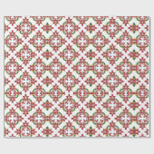 Poinsettia caleidoscoop patroon rood groen wit cadeaupapier (Vlak)