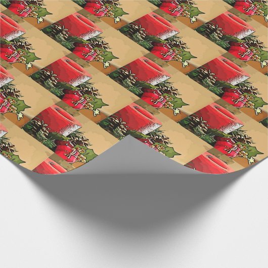 Poinsettia Candle Cadeaupapier (Hoek)