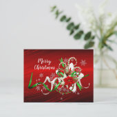 Poinsettia Candy Cane Boeket Kerstmis Briefkaart (Staand voorkant)