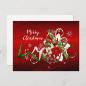 Poinsettia Candy Cane Boeket Kerstmis Briefkaart (Voorkant / Achterkant)