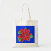 Poinsettia Canvas tas, blauwe achtergrond Tote Bag (Voorkant)