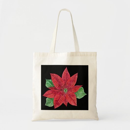 Poinsettia Canvas tas - zwart (Voorkant)
