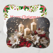 Poinsettia centerstuk voeg handtekening en groet t feestdagenkaart (Voorkant / Achterkant)