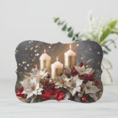 Poinsettia centerstuk voeg handtekening en groet t feestdagenkaart (Staand voorkant)