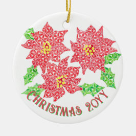 Poinsettia Ceramic Ornament
