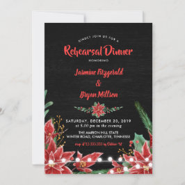 Poinsettia Chalkboard Kerstrepesal Dinner Kaart