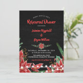 Poinsettia Chalkboard Kerstrepesal Dinner Kaart (Staand voorkant)