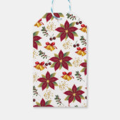 Poinsettia Cherry Bells Christmas Cadeaulabel (Achterkant)