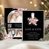 Poinsettia Christmas Candle Black Photo Wedding Save The Date