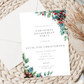 Poinsettia Christmas Engagement Party Invitation Kaart