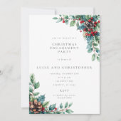 Poinsettia Christmas Engagement Party Invitation Kaart (Voorkant)