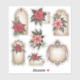 Poinsettia Christmas Ephemera Stickers