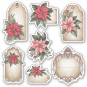 Poinsettia Christmas Ephemera Stickers (Voorkant)