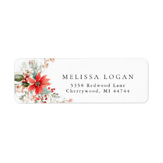 Poinsettia Christmas floral Wedding design Etiket