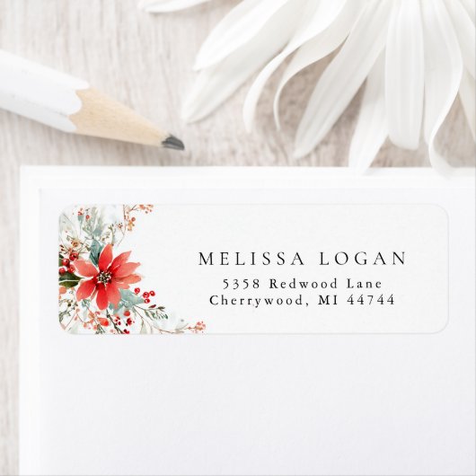 Poinsettia Christmas floral Wedding design Etiket (Insitu)