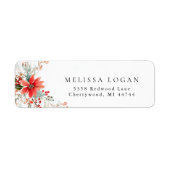 Poinsettia Christmas floral Wedding design Etiket (Voorkant)