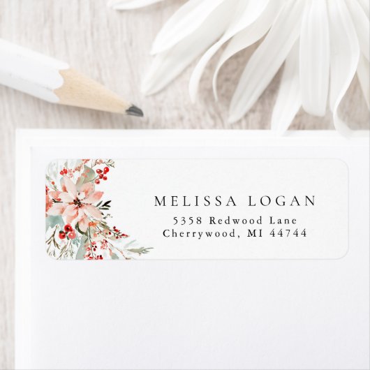 Poinsettia Christmas floral Wedding design pink Etiket (Insitu)