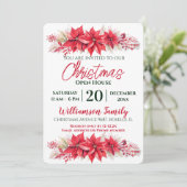 Poinsettia Christmas Open House Party Kaart (Staand voorkant)