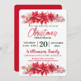 Poinsettia Christmas Open House Party Kaart