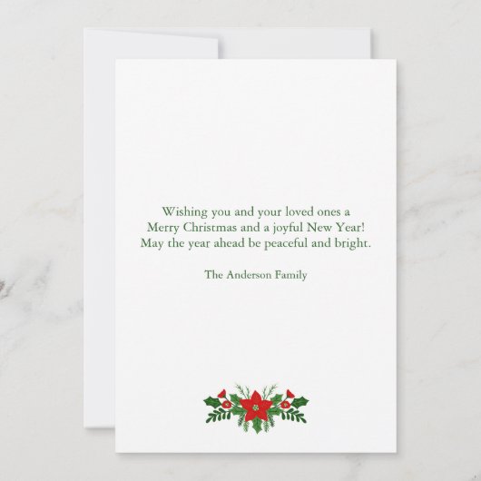 Poinsettia Christmas Photo Greeting Card Feestdagenkaart (Achterkant)