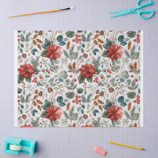 Poinsettia Christmas Tissue Paper Tissuepapier (Craft)