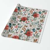 Poinsettia Christmas Wrapping Paper Cadeaupapier (Uitgerold)