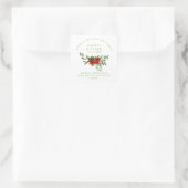 Poinsettia Christmas Wreath Wedding Sanitizer Gel Vierkante Sticker (Tas)